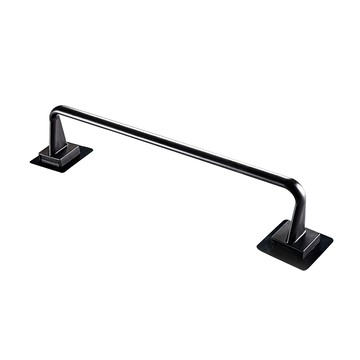 免打孔廚浴毛巾收納杆 (短) ABS材質 靜電貼片 約24.5cm  黑色  1個