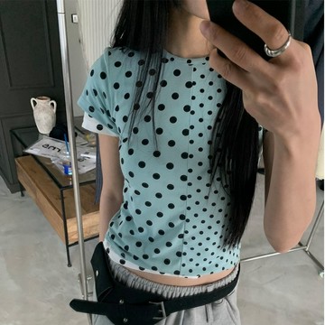 [Simon.co] 韓國 不對稱 波點 duodot 輕亞 短T 短袖