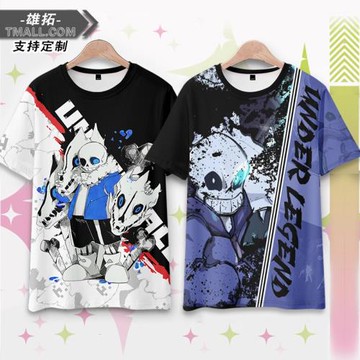 undertale傳說之下短袖骷髏兄弟T恤sans周邊圓領男女情侶游戲衣服