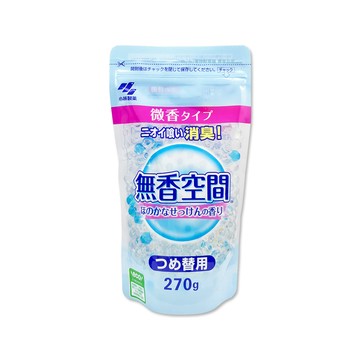 小林製藥 日本Kobayashi無香空間玄關鞋櫃浴廁除臭劑補充包270g/袋-皂香藍(分解異味消臭晶球汗味脫臭劑)