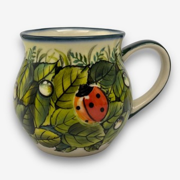 波蘭手繪手工陶-胖胖杯 350ml 森林瓢蟲系列 設計師款