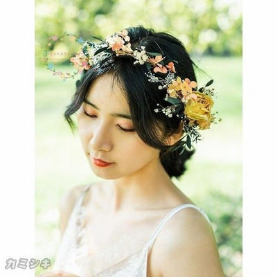 花冠 ウェディング 花かんむり 結婚式 花嫁 イヤリング ブートニア リストブーケ ブライダル フラワー ヘッドドレス ナチュラル 髪飾り 造花 ウエディング花冠 通販 Lineポイント最大get Lineショッピング