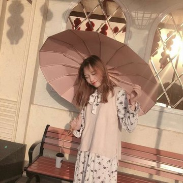 16骨復古木柄雨傘太陽傘遮陽傘折疊傘男防曬防紫外線三折傘銀鈦女