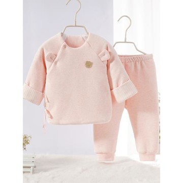 嬰兒夾薄棉衣套裝秋冬季新生兒衣服初生寶寶加棉分體兩件套0-3月