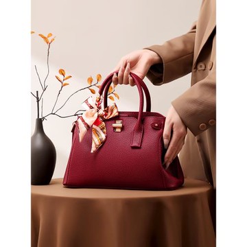 高級感紅色女包2025新款鉑金手提包大容量媽媽款結婚包大氣中年包