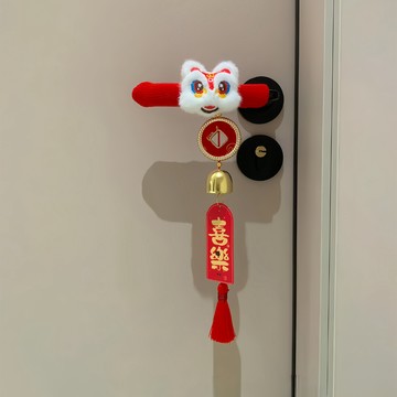 〖𝑽𝒊𝒗𝒂 𝑯𝒐𝒎𝒆〗醒獅門把套 門把手套 防撞 防靜電門把套 新年裝飾品 門把防撞套 居家安全防護 門把保護套 門把套