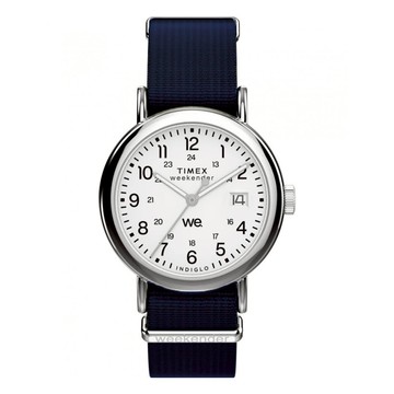 【TIMEX】天美時 週末系列  37毫米 休閒風格 帆布錶帶腕錶 (白x藍 TXTW2Y09000)