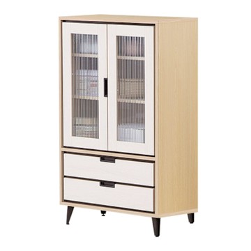 文創集 亞卡利雙色2.3尺二門二抽低展示櫃-70x40x122cm免組