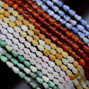 天然水晶瑪瑙半寶石7*9水滴串珠散珠子diy手項鏈耳環飾品材料配件