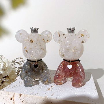 天然石水晶熊 | 情人節禮物 生日禮物 |當草莓戀愛時 永恆的心鎖