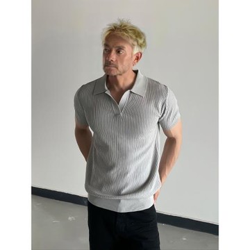 DAY NY復古海鷗領老錢風針織短袖男老錢風高級感美式t恤上衣夏季