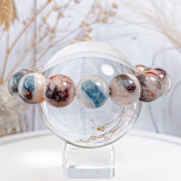 【島嶼海藍寶石】稀有大咪數海藍寶共生 大手圍水晶手串|一物一拍