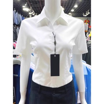 白色短袖襯衫女上衣夏季面試工作服正裝氣質酒店物業工裝職業襯衣