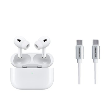 Apple原廠AirPods Pro(2nd Gen)無線耳機 MagSafe充電盒(USB-C)(MTJV3TA/A)-白+Gigastone USB-C t
