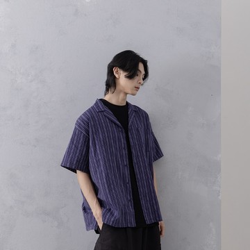 男裝 立體直紋古巴領襯衫 兩色售 M/L/XL