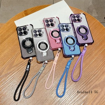 磁吸支架帶手腕繩防摔殼適用Realme14X 14 13 12 pro + note50 C71 C61 C51 C21