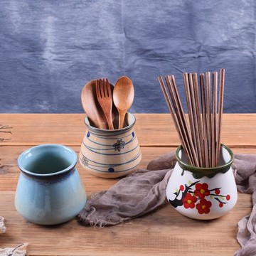 日式復古筷子筒家庭2021新款實用款陶瓷筷籠商用創意筷子簍收納罐
