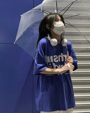 克萊因藍短袖t恤女夏季寬松韓版ins潮設計感小眾oversize半袖上衣