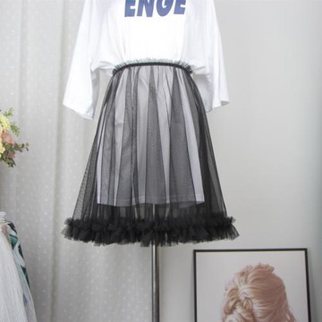 百搭網紗花邊內搭襯裙大裙擺A字裙傘裙透視裙罩裙四季款小裙子