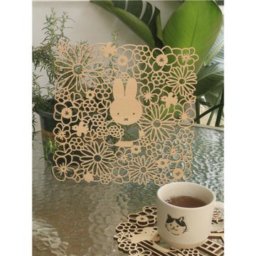 JW 可愛米米小兔子木質杯墊鍋墊防燙隔熱墊卡通剪影壁掛可愛掛件