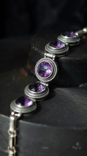 紫水晶 S925銀重工手鏈