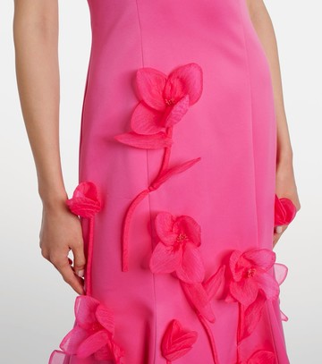 Rotate Floral-appliqué midi dress