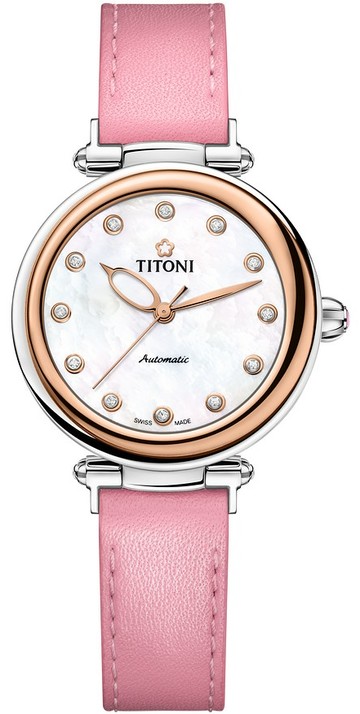 TITONI 梅花錶 炫美系列 MISS_LOVELY 高雅機械女腕錶 (23978SRG-STK-622)-33mm-白貝皮革【刷卡回饋 分期0利率】【APP下單點數13倍送】