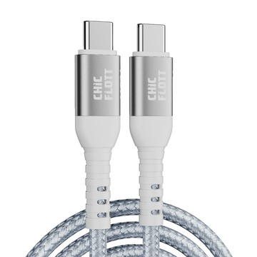 Type C公 - C公 CHIC FLOTT 140W PD3.1 USB-C to C 150cm 快充傳輸線(CF01)_銀白
