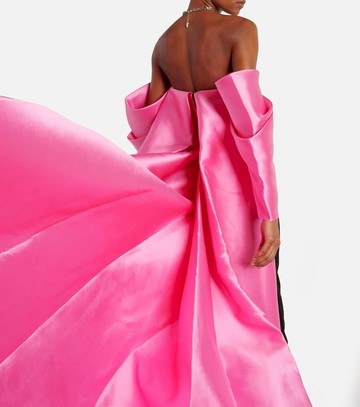 Solace London Kyla caped twill and crêpe gown