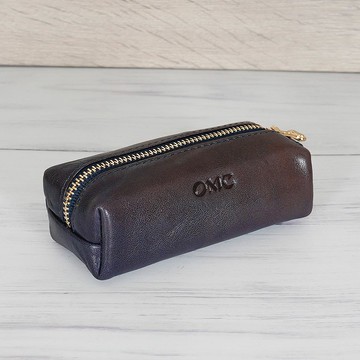 【微NG】義大利植鞣革嬌點零錢包-大款-原深藍變色