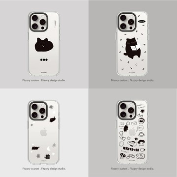 《FITZORY設計》塗鴉黑貓系列🐈‍⬛  手機殼 犀牛盾 Clear透明 蘋果iphone17 16 15 14 13