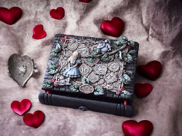 愛麗絲夢遊仙境木質首飾盒柴郡貓寶寶紀念品盒