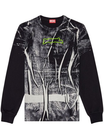 Diesel - T-Just-Ls-N abstract-print sweatshirt - men - Cotton - M - Black