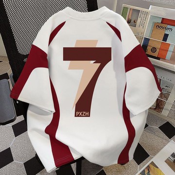 男士簡約短袖 清新印花短袖t恤 夏裝 寬鬆休閒短袖 設計感百搭ins加大尺碼t恤 短袖 男短t 文字t恤 男上衣