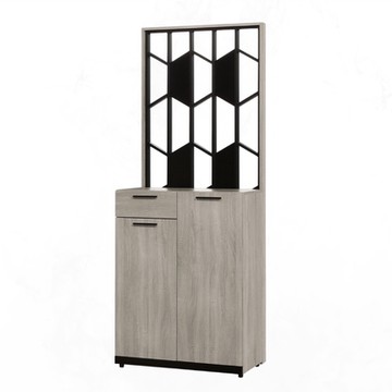 文創集 卡瑞2.7尺二門單抽高玄關屏風鞋櫃-80x38x197cm免組