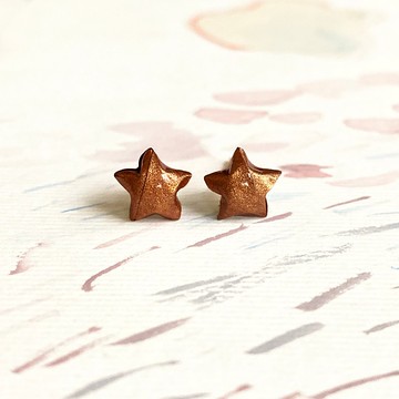 星星耳環 立體幸運星耳環 | 復古銅色