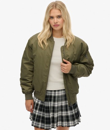 Superdry Women's MA1 Bomber Jacket Green Size: 10