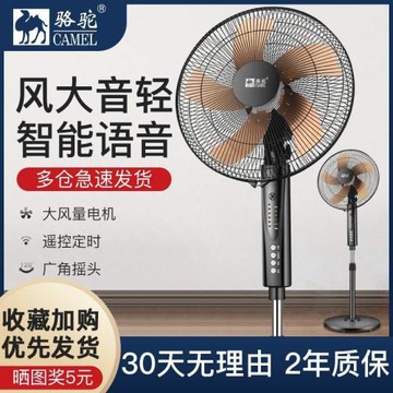 駱駝電風扇落地扇搖頭風扇定時電扇立式語音遙控機械家用輕音大風