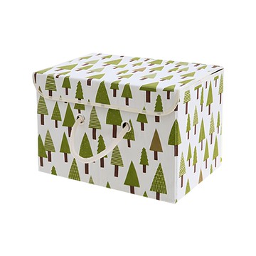 日式棉麻收納盒 折疊收納箱 620g  370 x 250 x 20mm  三角樹  1個