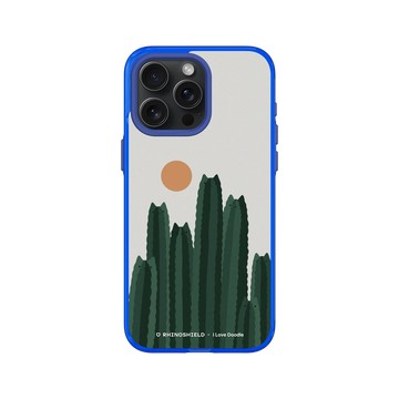 iPhone 15 Pro Max Clear 激光藍 - ilovedoodle (Lim Heng Swee) - Cat and Plant - 貓咪仙人掌