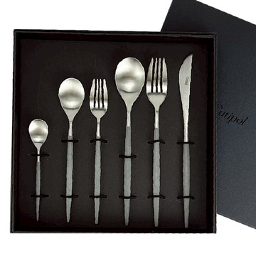 MIO系列-霧面銀色不銹鋼-餐具6件禮盒組(主餐刀叉匙點心叉匙咖啡匙) 奶茶銀6件禮盒組