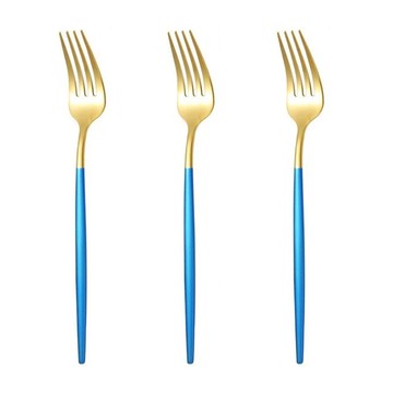 邸家本舖 歐風餐具 茶叉 304不鏽鋼金  天空藍  3支