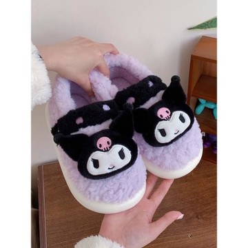 細細條 三麗鷗可愛庫洛米棉拖鞋女冬季家居防滑親子全包跟毛毛鞋