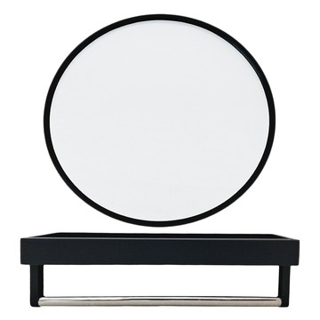 ROMEO 羅蜜歐 H9 40黑框鏡子 + 置物架  黑色