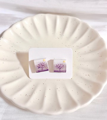 夜暮之景花磚耳環