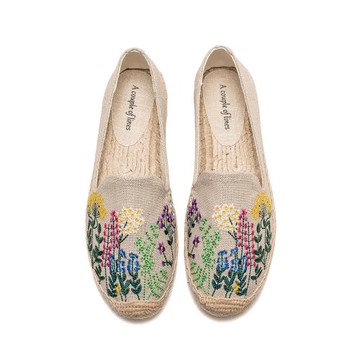 漁夫鞋女平底草編鞋刺繡低幫單鞋吸汗簡約百搭時尚復古網紅鞋舒適