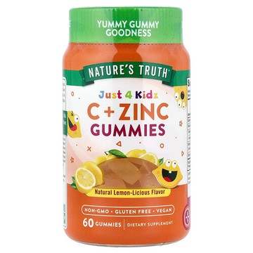 Nature's Truth, Just 4 Kids，維生素 C + 鋅軟糖，天然檸檬味，60 粒軟糖