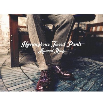 AnnualRing美式復古粗花呢Tweed經典西褲羊毛呢高腰直筒咔嘰男RRL