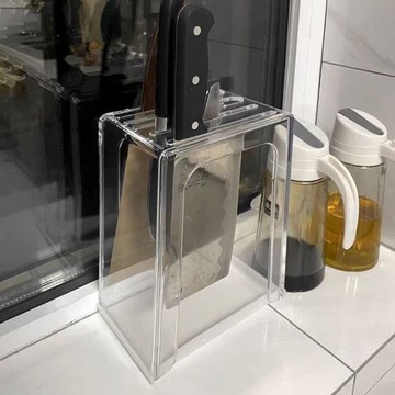 臺灣炫貨🍥廚房刀架檯面刀座刀具收納架放菜刀防黴壁掛透明亞克力簡易單刀架