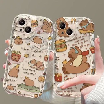 漢堡卡皮帕拉適用三星a55手機殼硅膠s24ultra趣味s23/s22+卡通s21/s20fe潮牌a35a34a32a14防摔a25a22a13a52